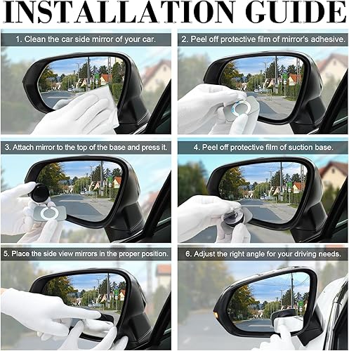 Miniatura 4 de LivTee Espejo de punto ciego para coche, Espejo lateral rectangular de cristal HD sin marco convexo reutilizable, Espejos retrovisores de ángulo