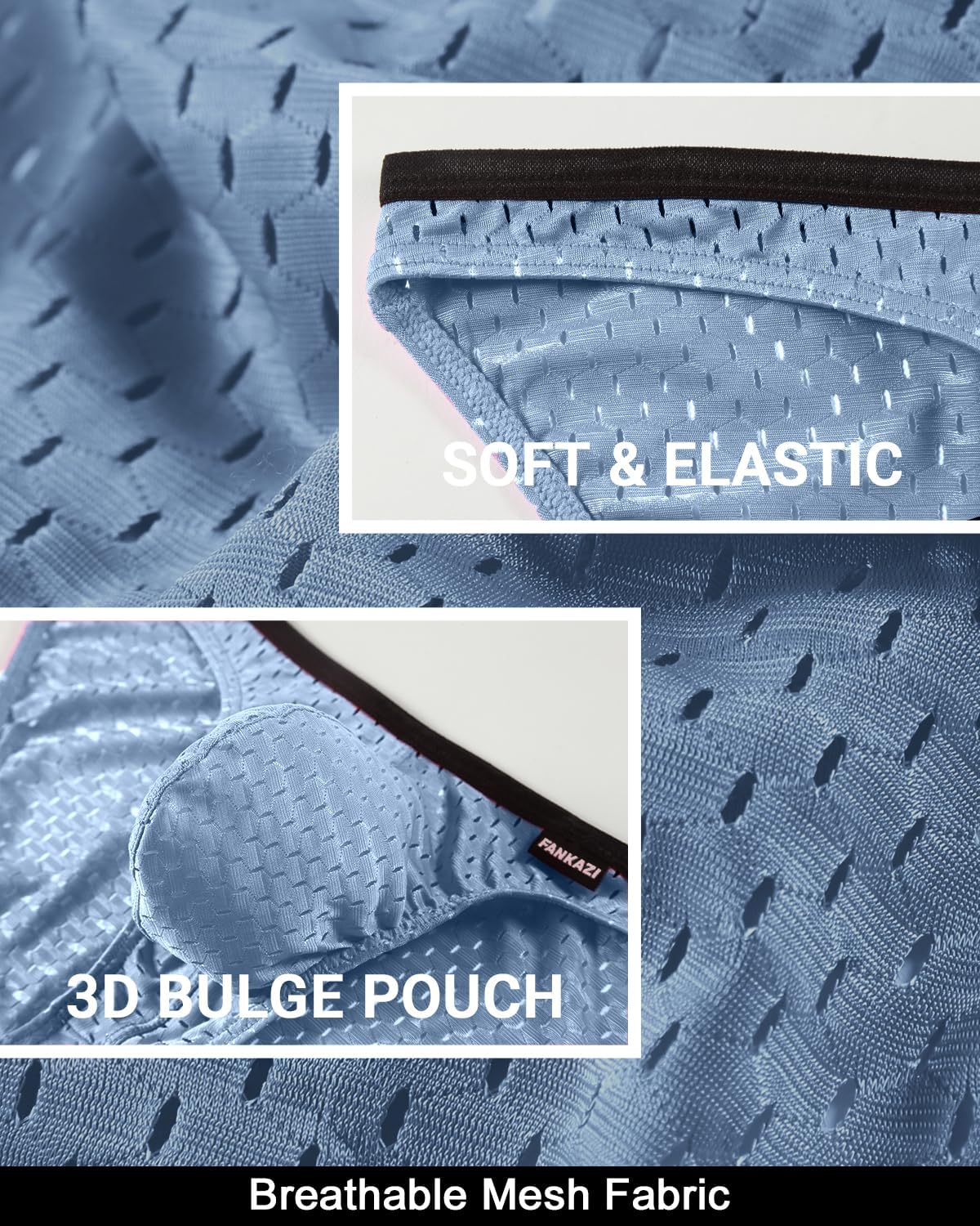 Men's Sexy Bikini Underwear Mesh Stretch Low Rise String Sport Bikini Briefs 3 Pack - Image 5