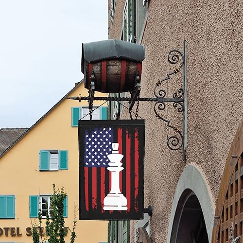 Miniatura 4 de Bandera estadounidense de ajedrez para jardín, 12 x 18 pulgadas, decoración de patio al aire libre, bandera de jardín de doble cara para patio,