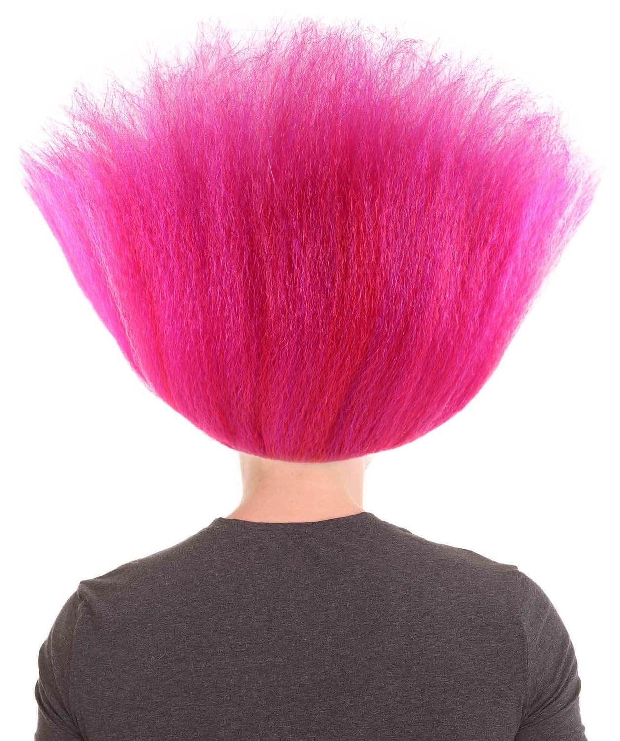 HPO King Troll Wig with Eyebrows and Mustache | Pink with White Stripes Wigs for Teen and Adult Sizes | Halloween Troll Cosplay and Themed Party Wig