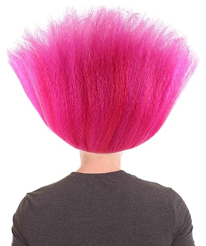 Miniatura 4 de HPO Peluca King Troll con cejas y bigote Pelucas de rayas rosas con rayas blancas para adolescentes y adultos Halloween Troll Cosplay y peluca de