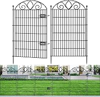 FencePost 10 Panels No Dig Tall Garden Fence with Gate 44"H x 23.6'L Rustproof Metal Dog Barrier for Yard, Patio, Pets