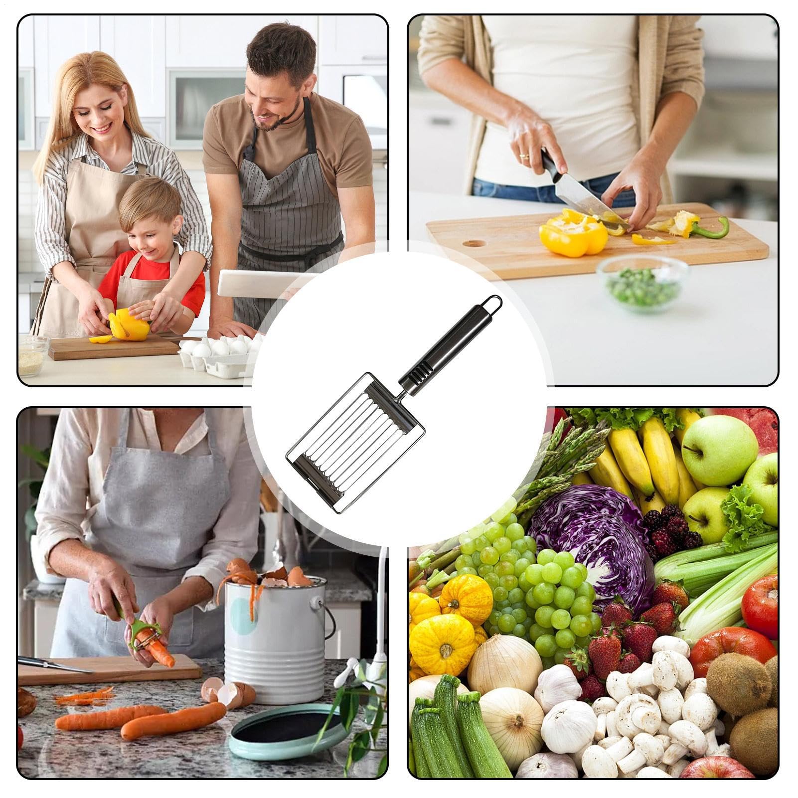 Tomatenklimaanlage, Hand Slicer Handheld Edelstahl gekochte Eierklimaaner