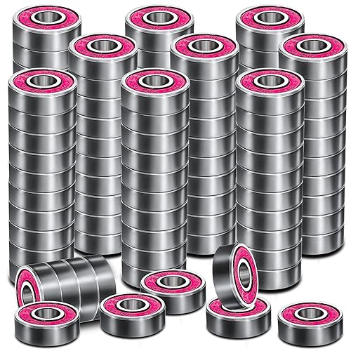 Miniatura 13 de Juego Premium de 50 piezas de rodamientos 608rs para monopatín, rodamientos de acero cromado para longboard (8x22x7mm) Rodamientos de ranura