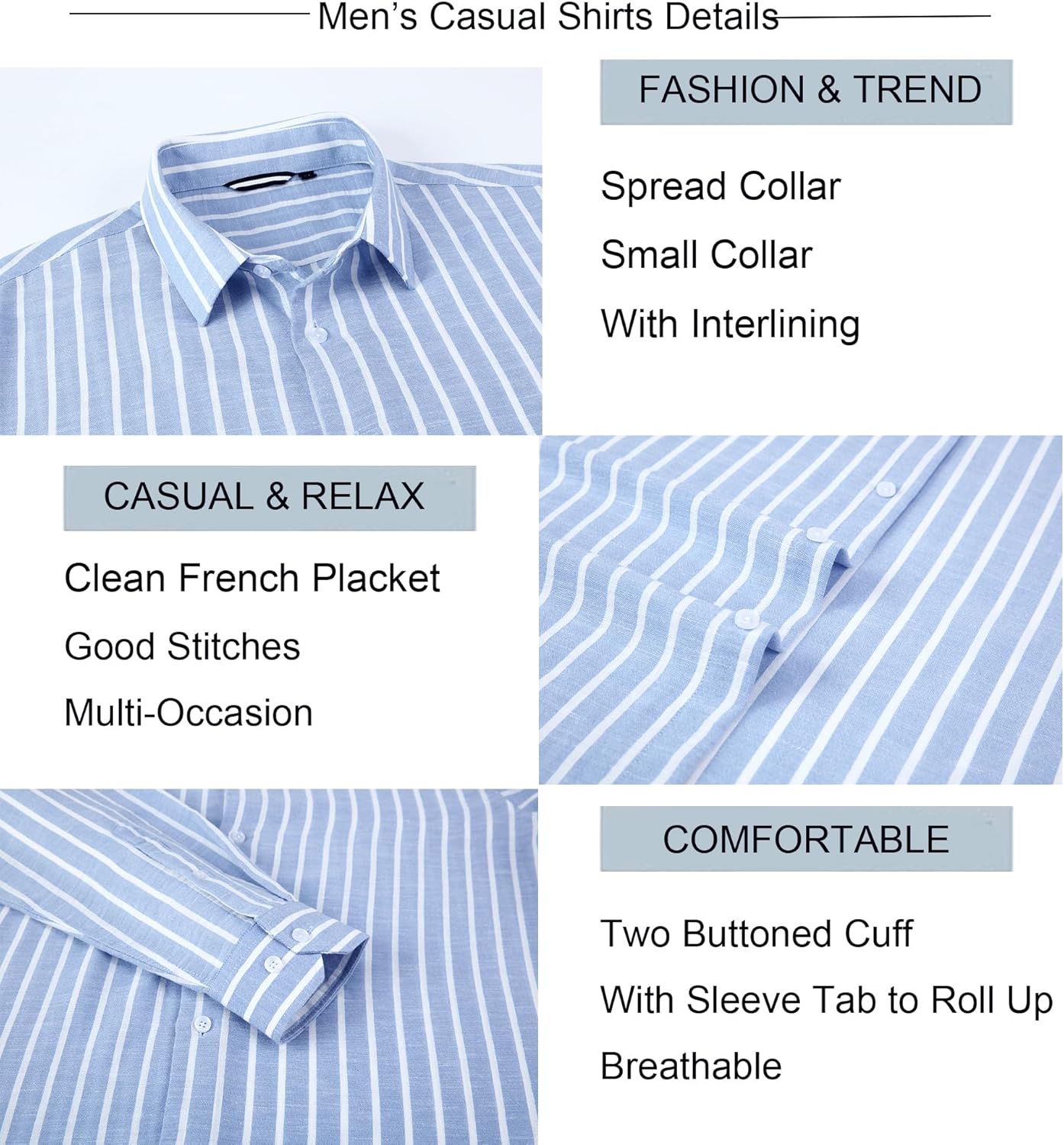 Alex Vando Mens Linen Long Sleeve Casual Button Down Shirt for Men Beach Wedding Shirts - Image 5