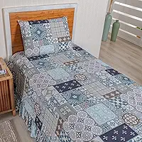 Colcha Premium Solteiro Percal 400 Fios Toque Macio 2 Peças (Azul Patchwork)