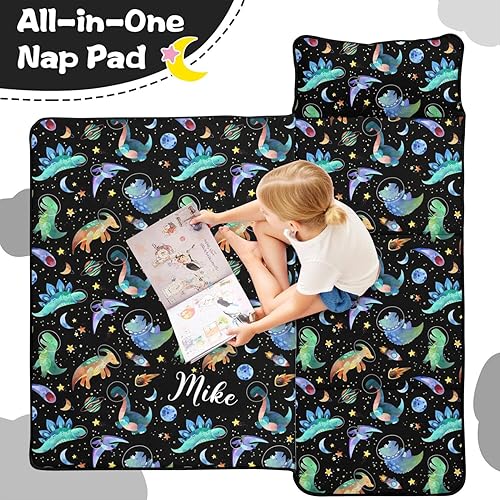 Miniatura 3 de Juego de colchonetas personalizadas para siesta estilo vaquero occidental con nombre, saco de dormir para niños, colchón personalizado para niños