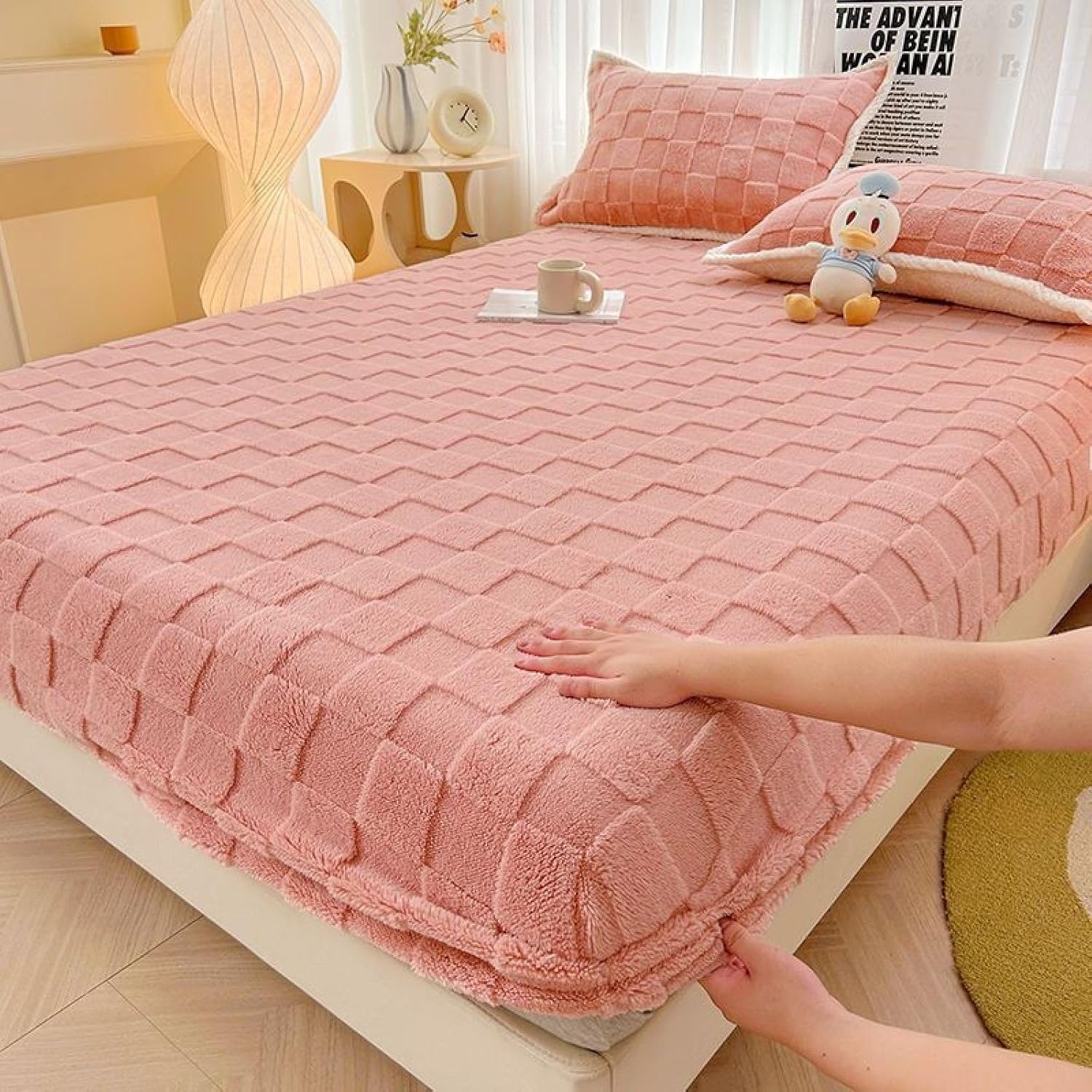 JIANINGHOME Bed Sheet 200 x 220, Winter Fitted Sheet, Warm Fleece