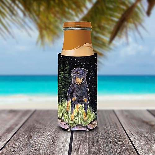Miniatura 3 de Caroline's Treasures SS8475MUK Starry Night Rottweiler Ultra Hugger para latas delgadas puede enfriar la manga Hugger lavable a máquina para