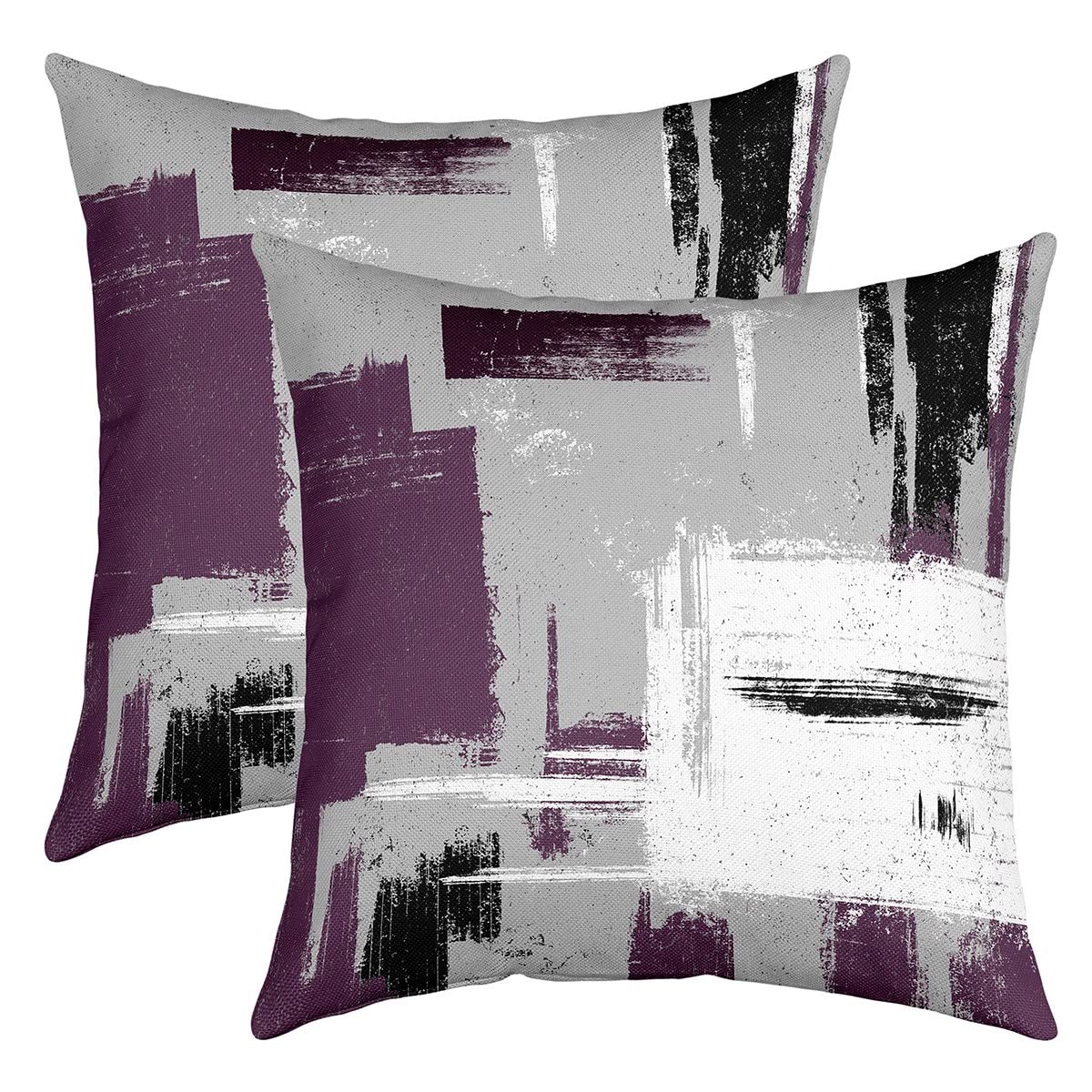 Housses de coussin abstraites pour canape terne : reveillez votre deco violette et grise