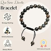 Vista 555 de Amazing Gemstone Crystal Bracelet for Women Men's Gifts - Protection Healing Crystal Bracelet - 8mm Gemstone Beaded Adjustable Bracelet Pulseras