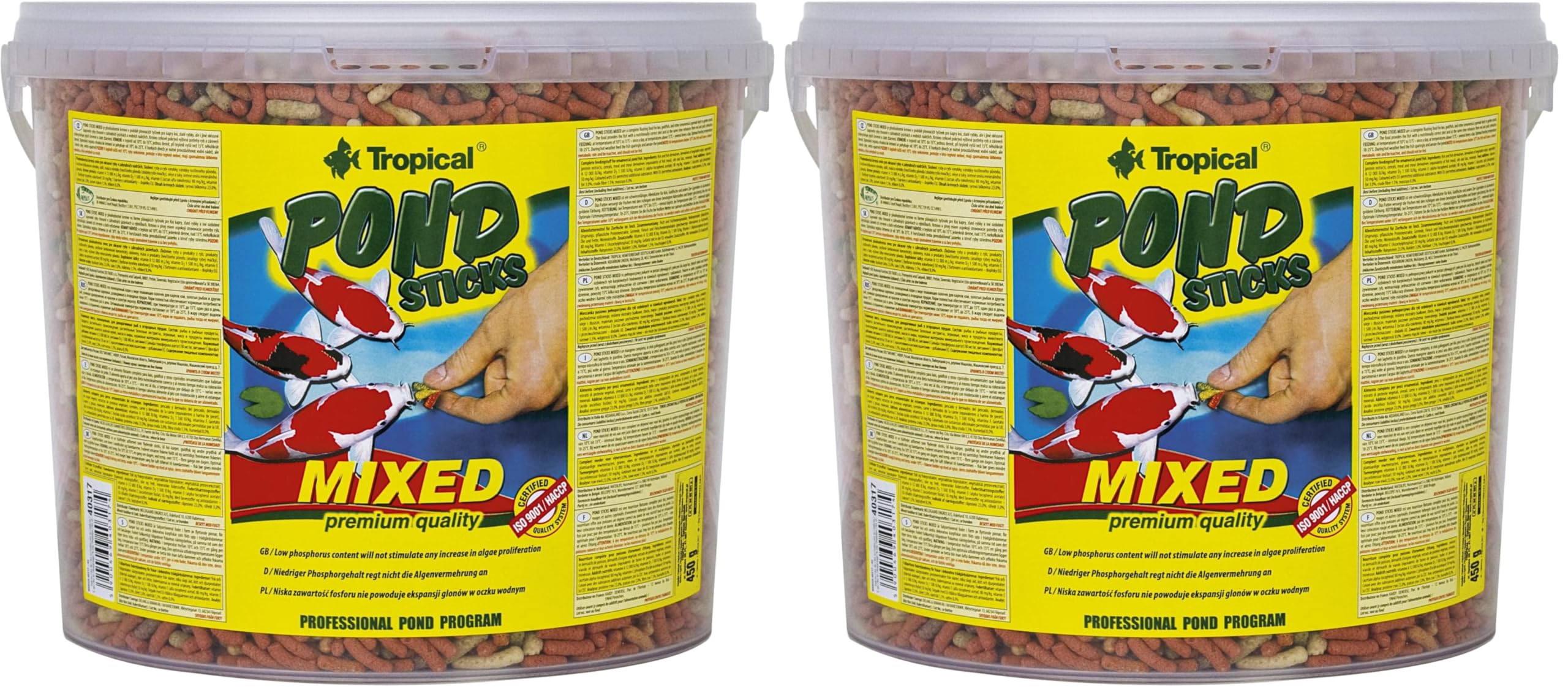 Pond Sticks Mixed 5L / 430g - Alimento Flotante básico para Peces de Estanque, bajo Contenido en fósforo no favorece la proliferación de Algas (Paquete de 2)