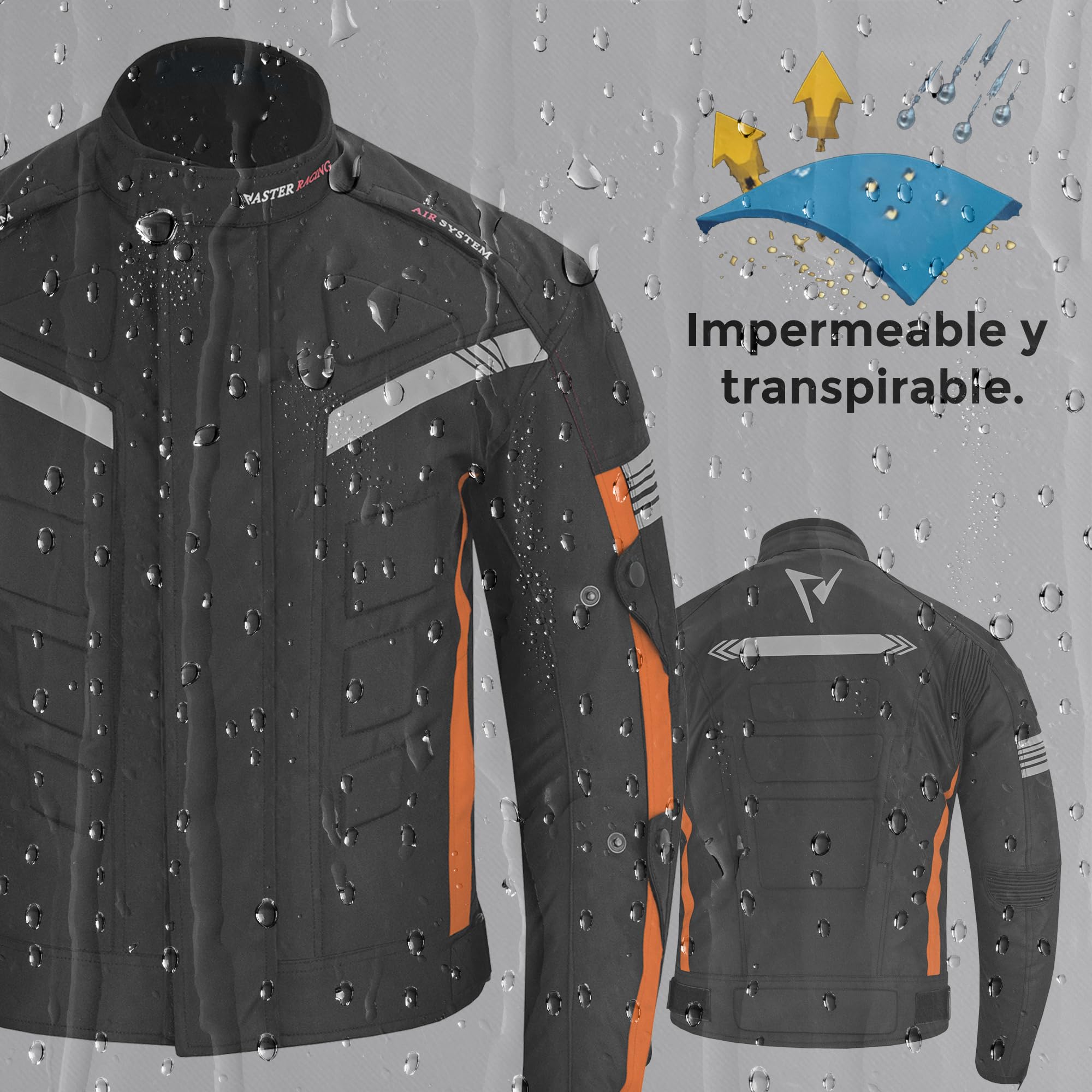 Giacca da moto impermeabile CE Armor Cordura, attrezzatura di protezione antivento, protezione integrale