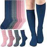 Socksfad Slouchy Boot Socks for Women, Soft Knit Scrunch Knee High Long Socks 4 Pairs 6-12