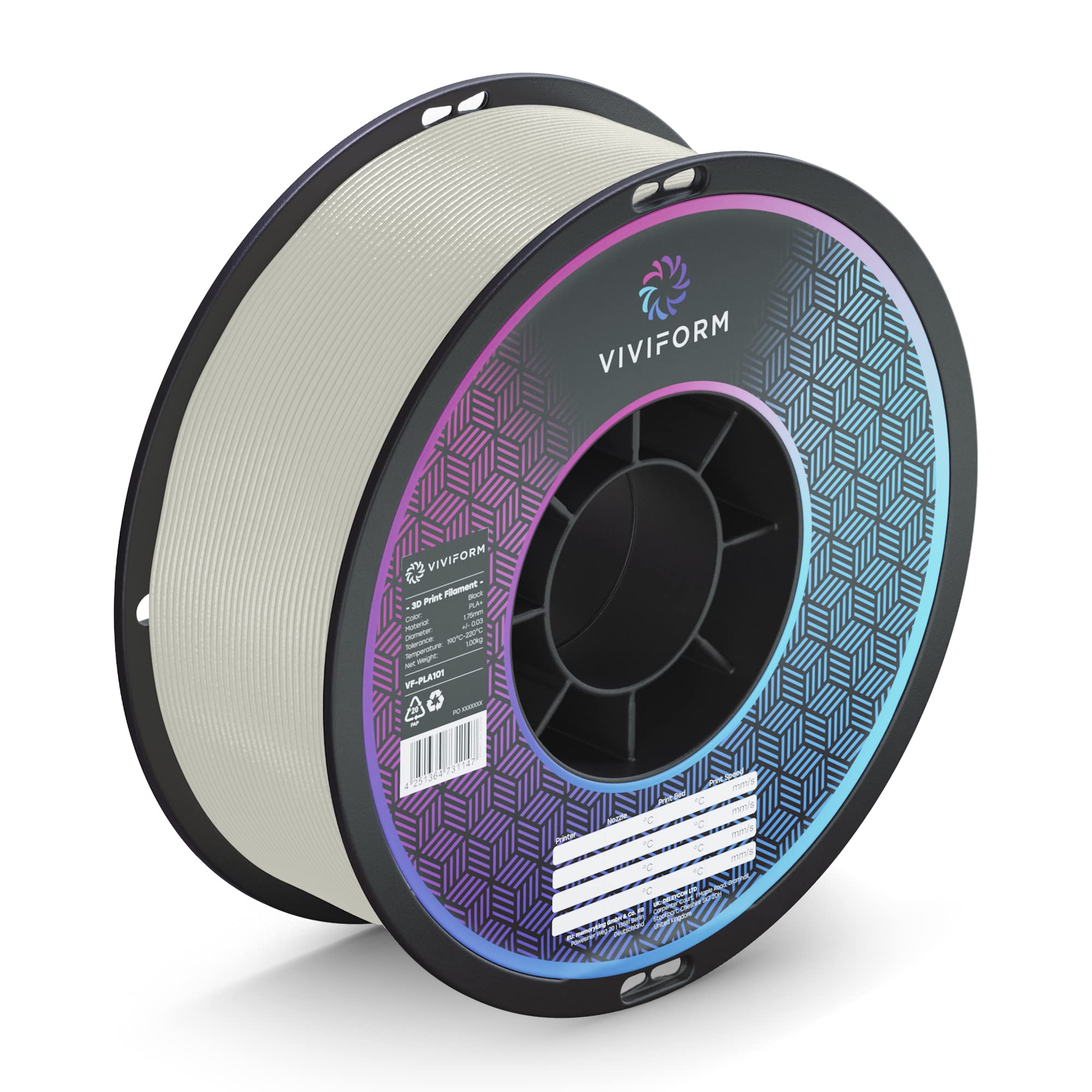 Filament PLA do drukarki 3D, rolka 1 kg, Ø 1,75 mm +/- 0,03 mm, zielony świecący, VF-PLA301, 1 kg