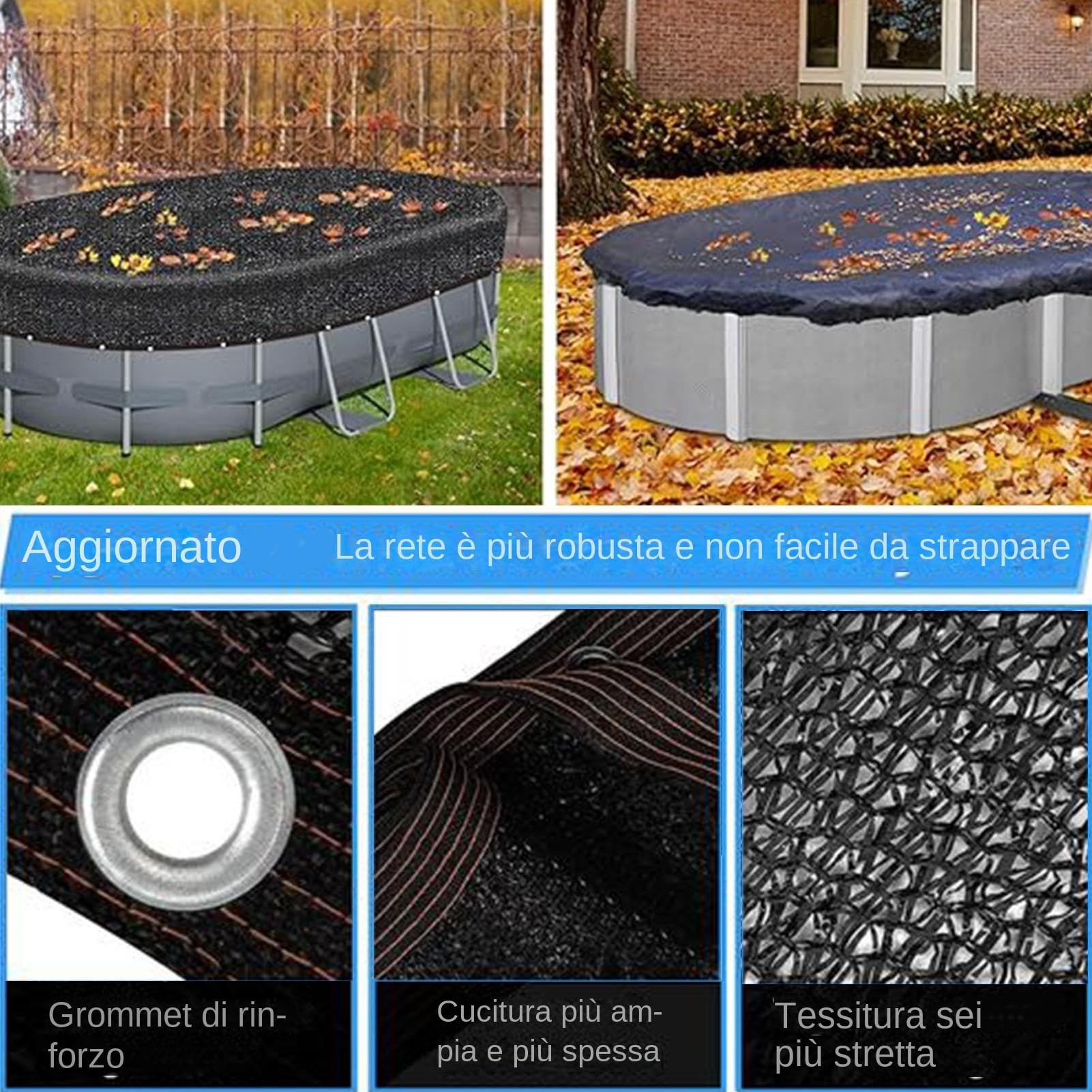 Copertura Anti Insetti Per Piscina Ovale Rettangolare Fuori Terra Rete Anti Foglie