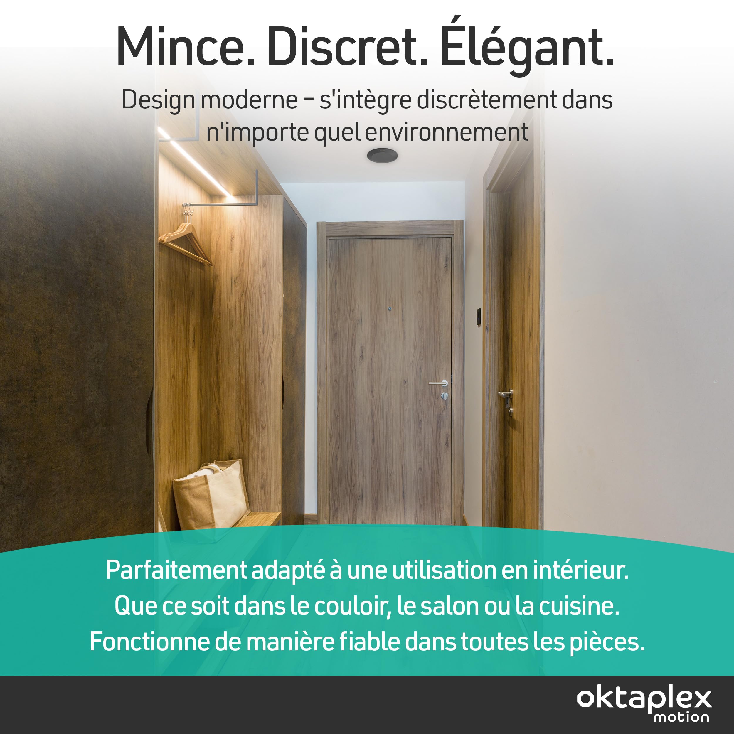 Oktaplex Isa Lot de 2 détecteurs de présence 24 GHz Noirs | Ultra-plats 22mm capteurs haute fréquence 360° pour plafond