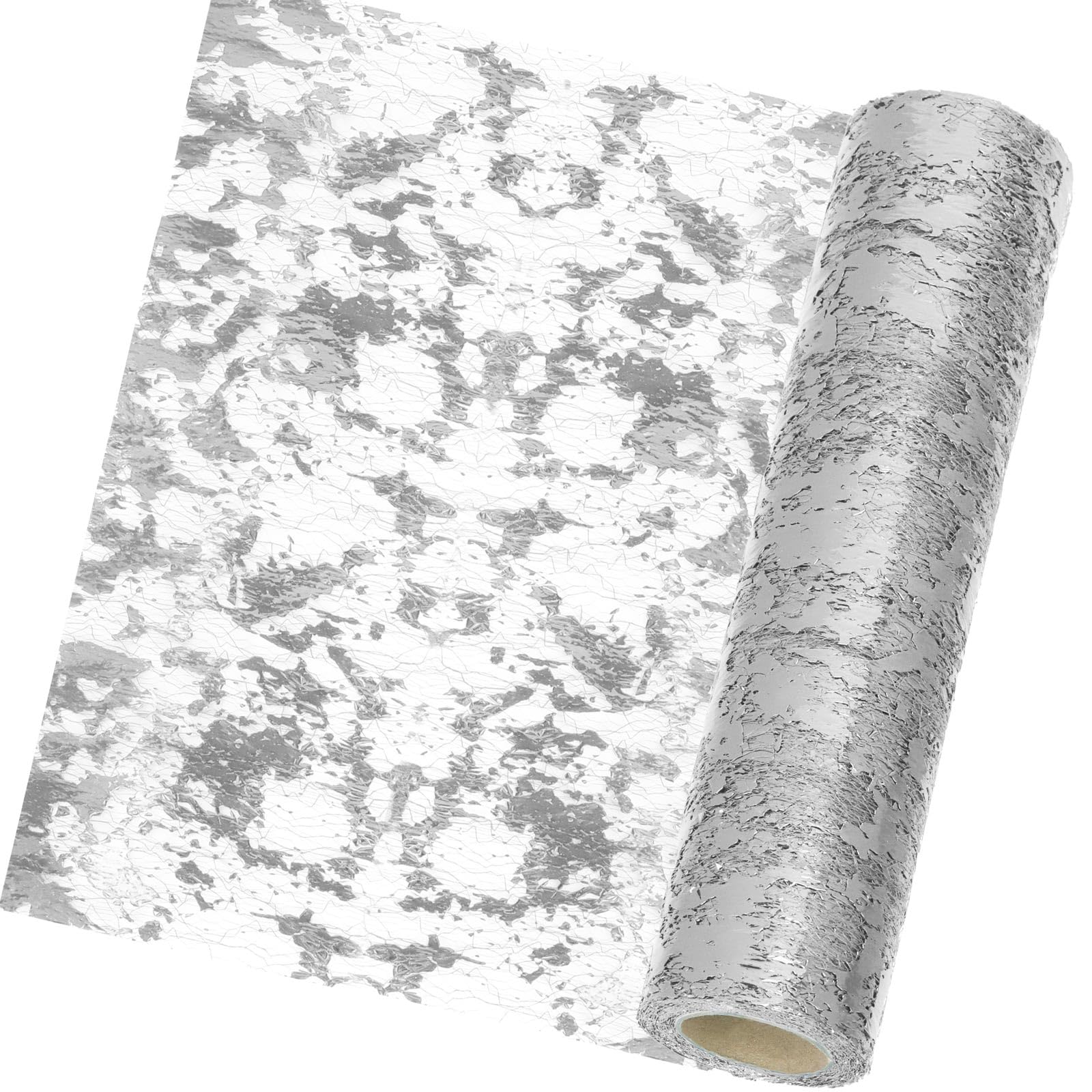 Wokape 1 Roll 11 In x 28.5 Ft Sequin Glitter Metallic Foil Table Runner Metallic Foil Table Decorations for Wedding, Birthday, Party, Christmas, Thanksgiving, Valentine(Silver)