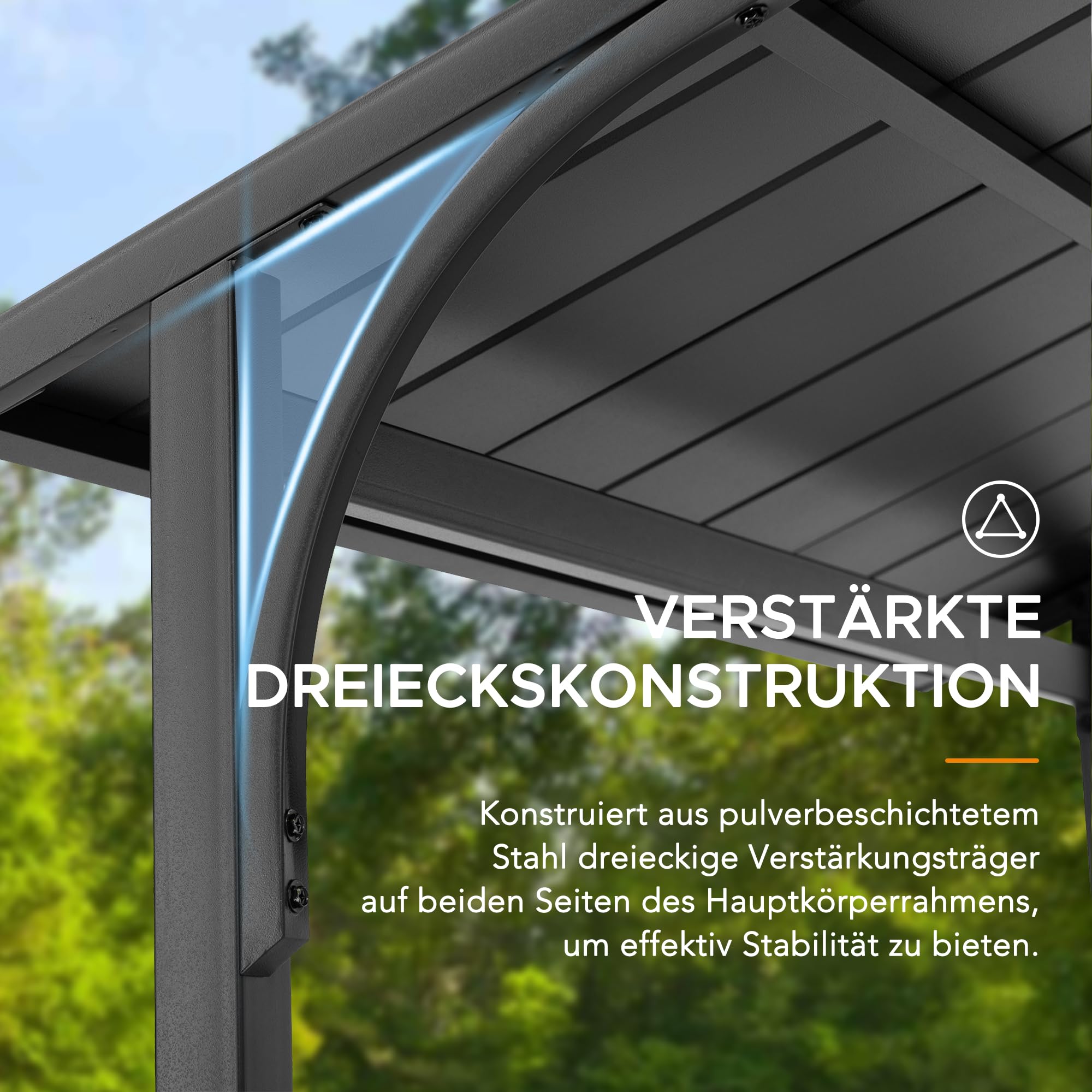 SUNJOY 2,4 × 1,5 m BBQ-Pavillon mit 2 Ablagen & 10 Haken, doppelluftdurchlässigem Dach, Stahlrahmen, wasserdichtem Hardtop-Grillunterstand, UV- & windbeständig, Outdoor-Kochen für Garten, Terrasse
