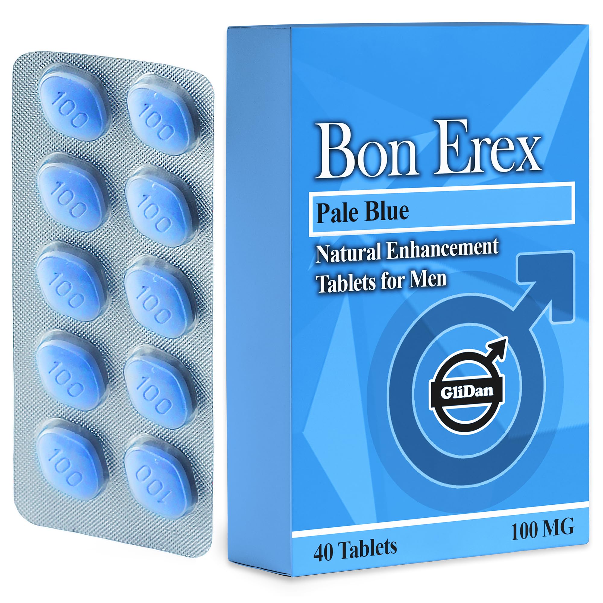 Glidan - 40 Pale Blue Pills for Men 100mg | Herbal Male Vitality Supplement | Boosted Energy & Extended Activity | Support Strength & Stamina | Natural Formula for Confident Performance