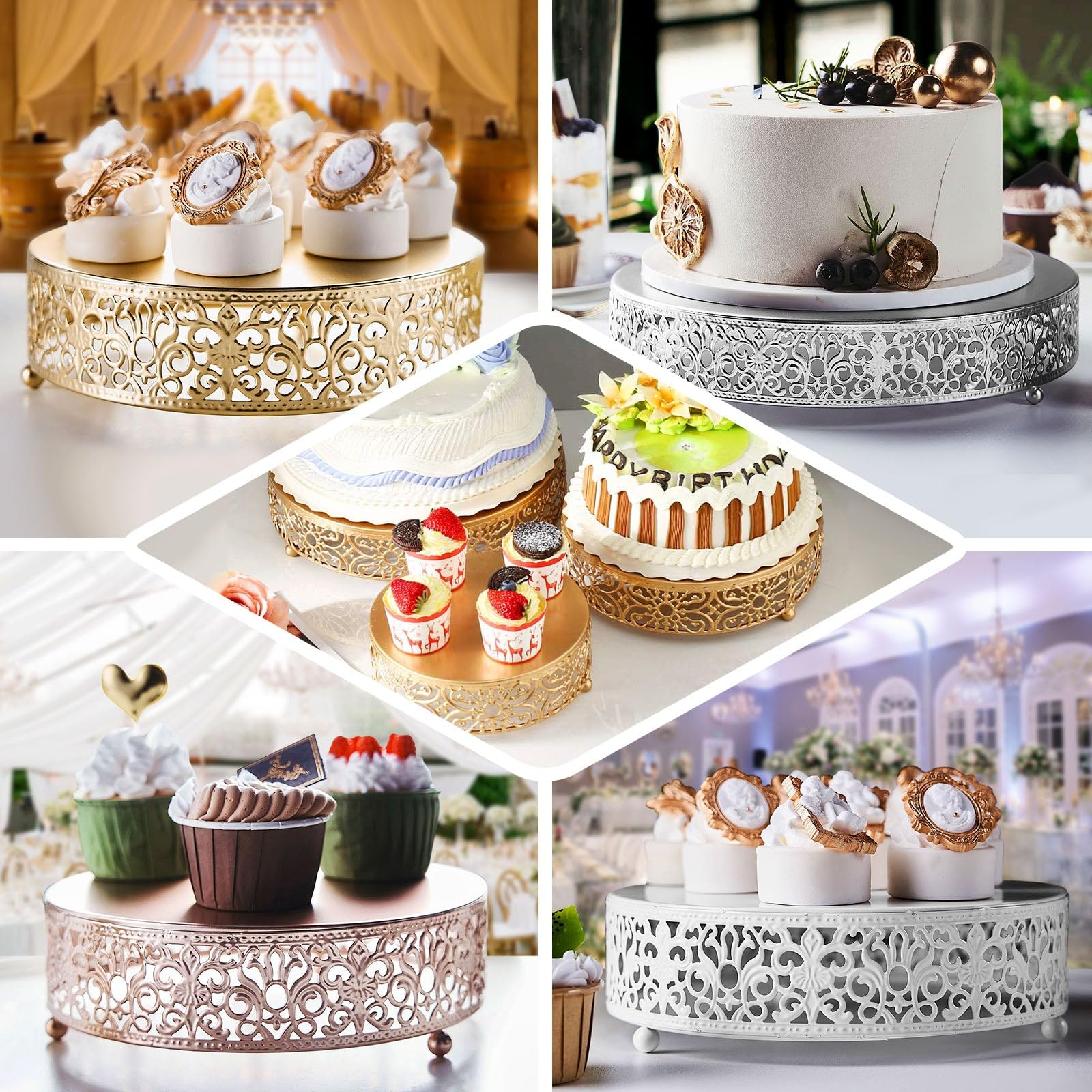 Efavormart 8 Round Lace White Metal Cake Stand Small Dessert & Cupcake Pedestal for Party Decorations product thumbnail 8