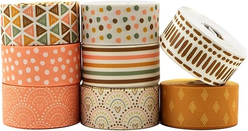 David accessories Cinta de cinta de rayas de puntos de 1 pulgada de ancho x 40 yardas en total, 8 rollos de 5 yardas para bricolaje hecha a mano con