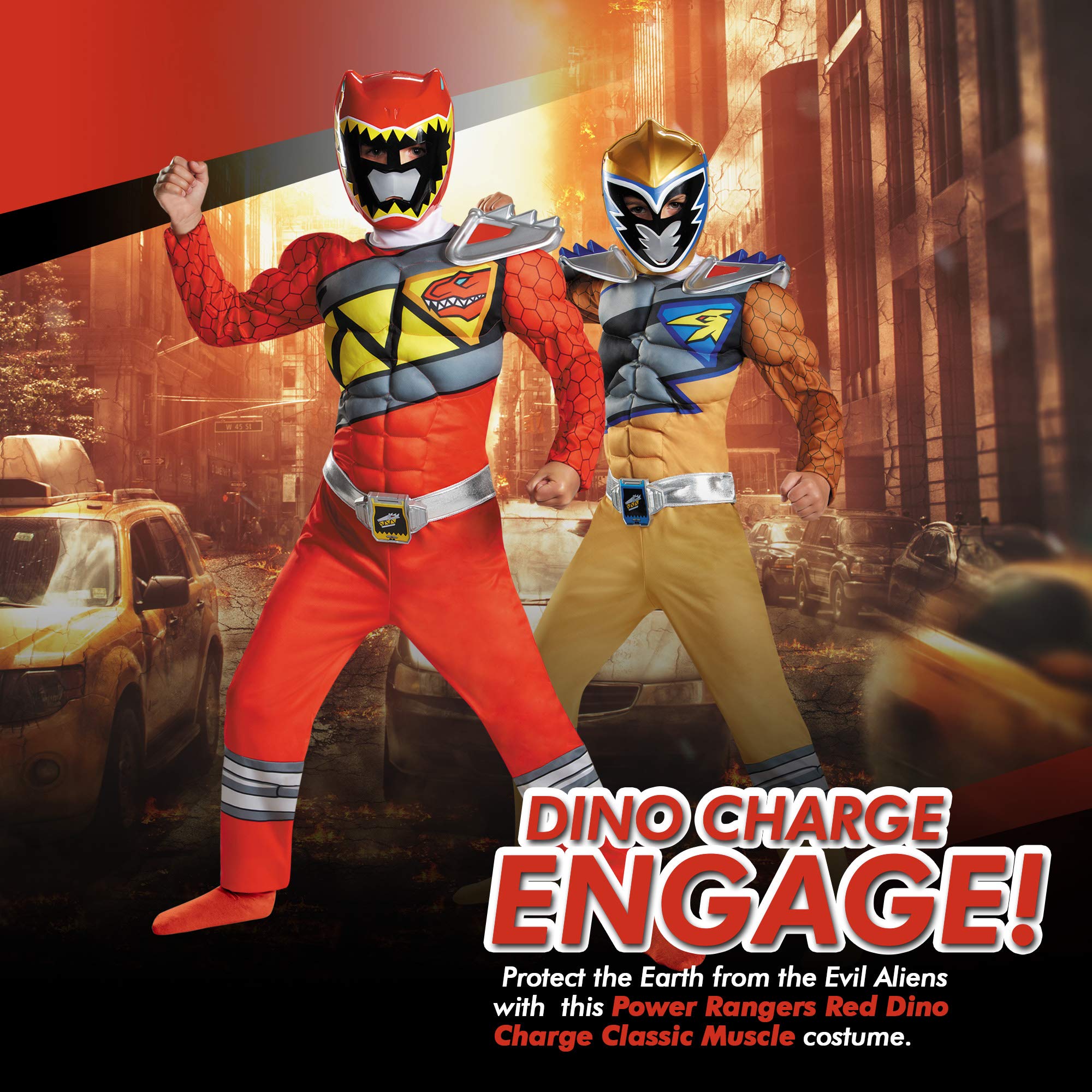 'Disguise Boys Red Ranger Dino Charge' klasyczne muskulatury kostium na bal przebiera c w ma y