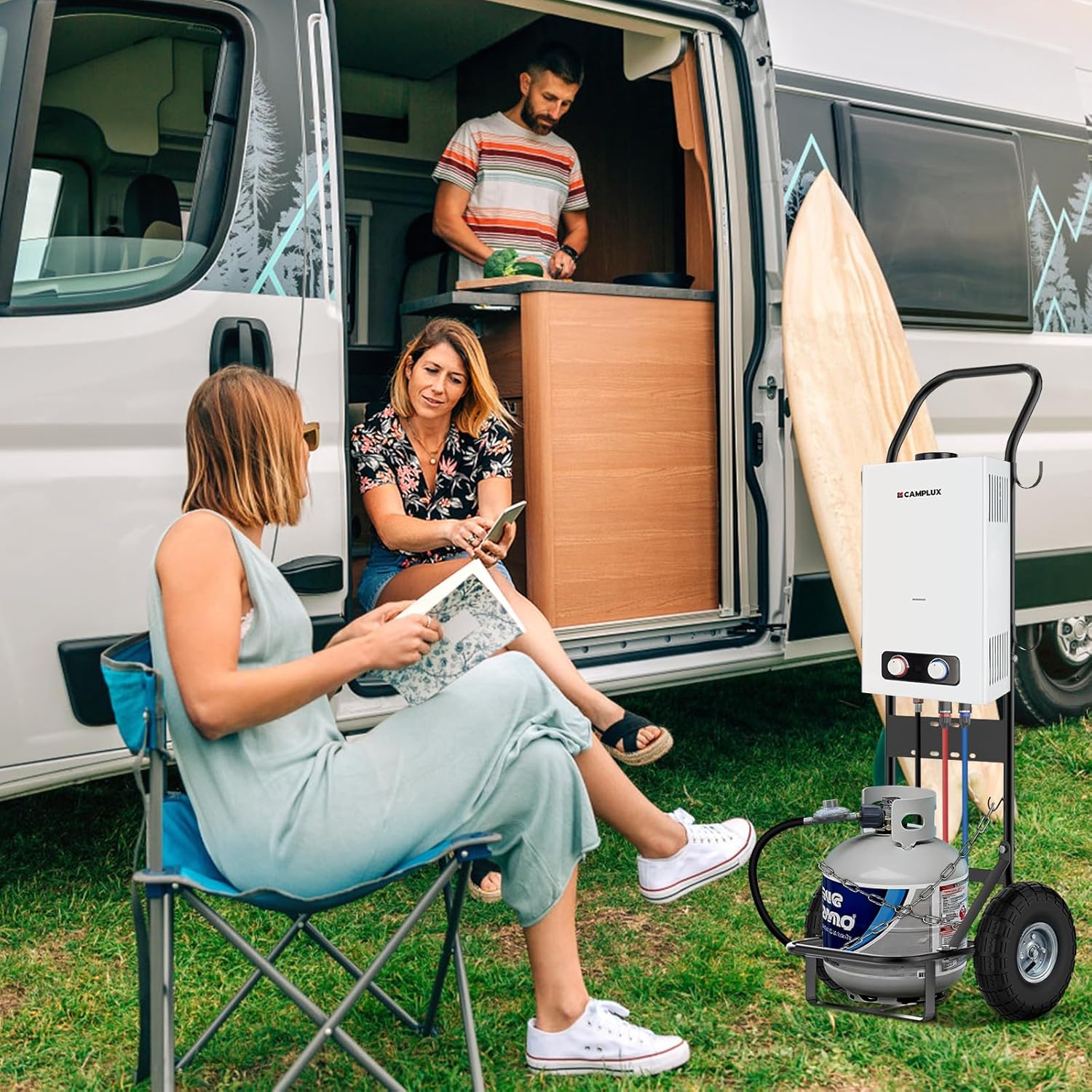 CAMPLUX 2.64 GPM Tankless Propane Water Heater, Portable Water Heater Outdoor with Overheating Protection, for Camping, Cabins