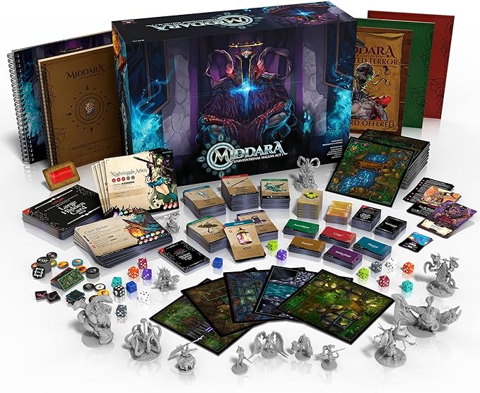 Middara Unintentional Malum: Act 1 (v.1.2) - Fully Cooperative Fantasy Board Game for Friends & Family - Includes 400 Unique Illustrations, 60+ Encounters & More - Dungeon Crawler Game (1-4 Players)