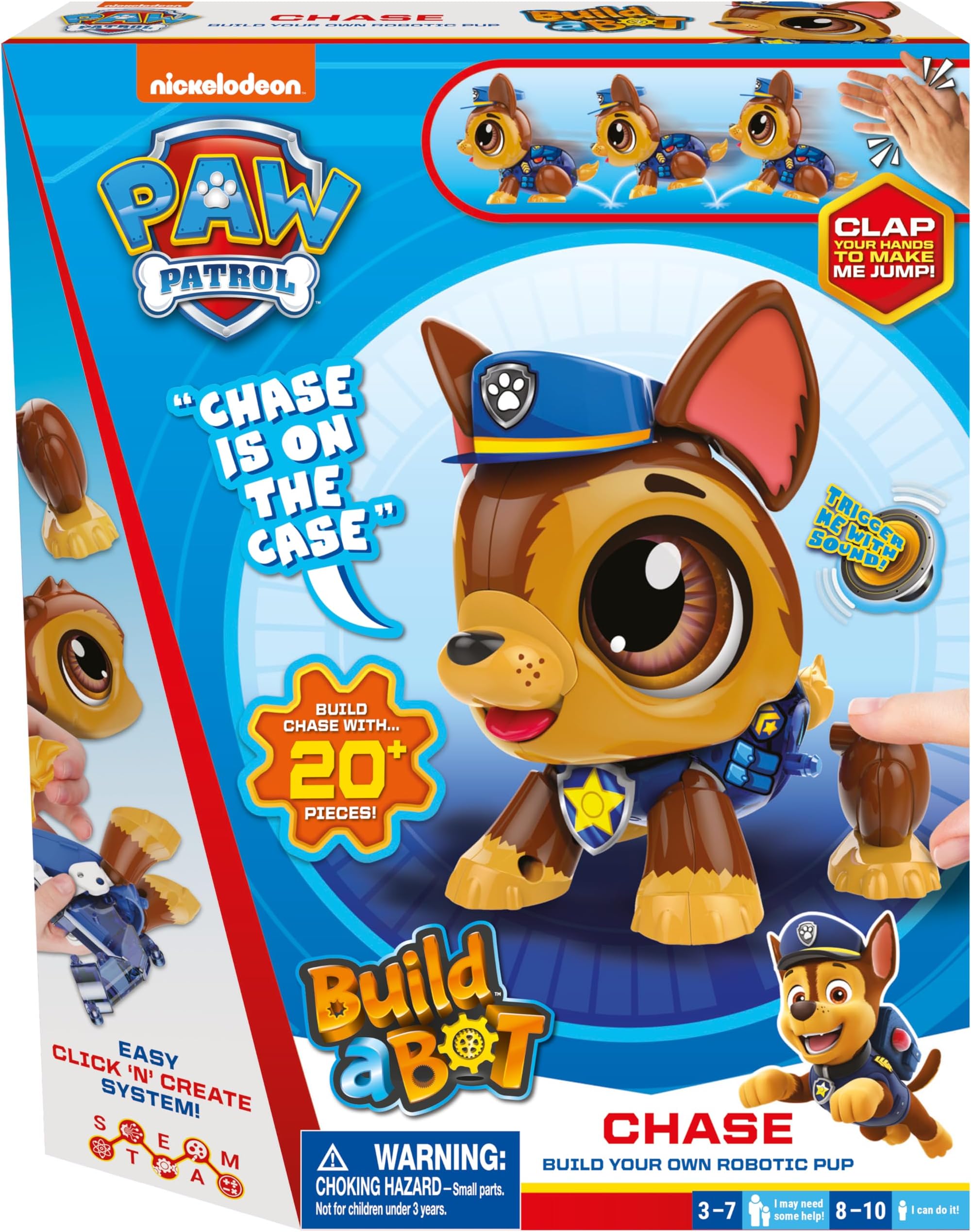 Build a Bot Paw Patrol Chase - Build Your Own Robotic Pet with 20+ Pieces with 1 Sticker Sheet - Ages 3-10