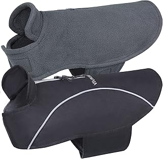 VIVAGLORY 3-in-1-Hundemäntel mit Fleecefutter, Reflektierend Wasserfest Hundemantel für kaltes Wetters, Windjacke, Warmer Pullover mit Leinenportal, Hunde Wintermäntel für Kleine Hunde product image