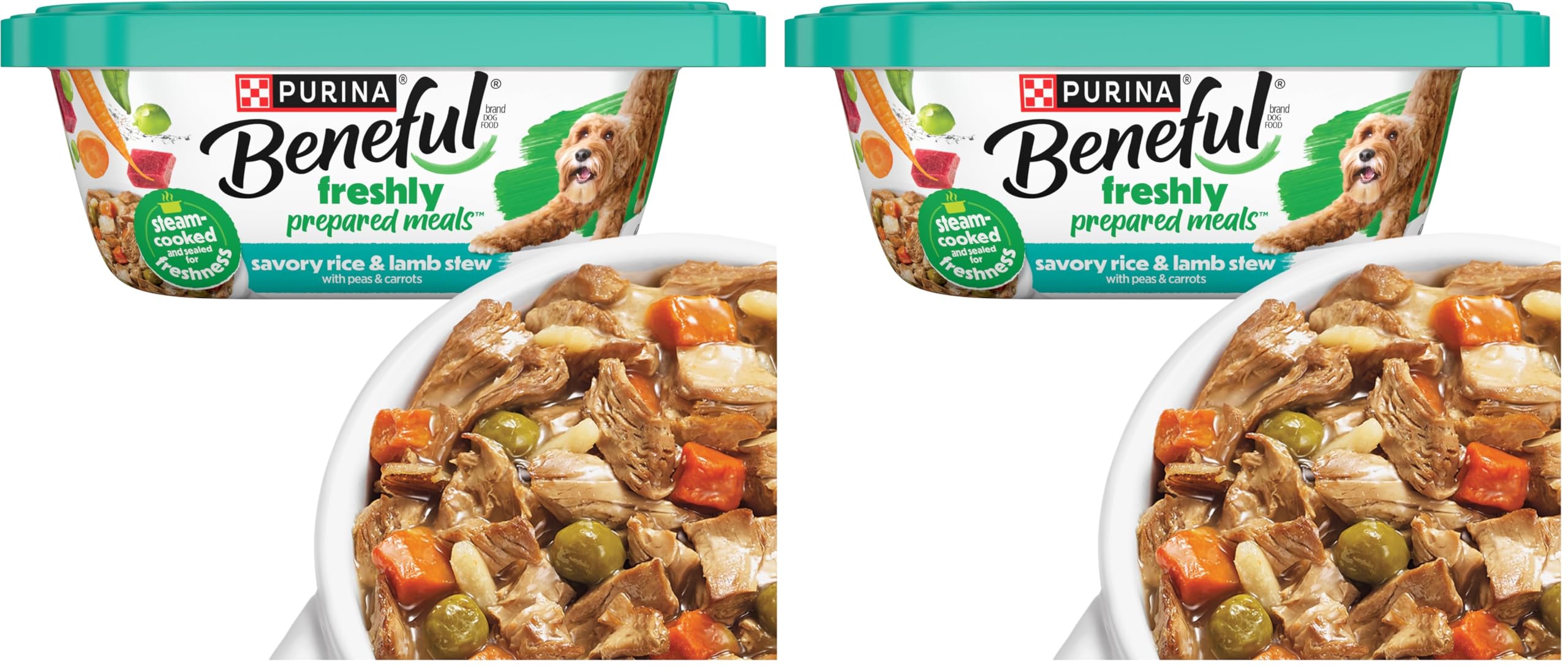 Beneful Purina Dog_Food Fresh, High Protein Wet_Dog Food, Dog Food_Gravy, Lamb Stew with Vegetables - 10 oz. Tubs, 8 Count (Pack of 2)