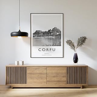 Corfu Travel Print, Corfu Travel Poster, Greece Travel Print, Travel Art, Travel Decor, Black and White Print, Photographic Art