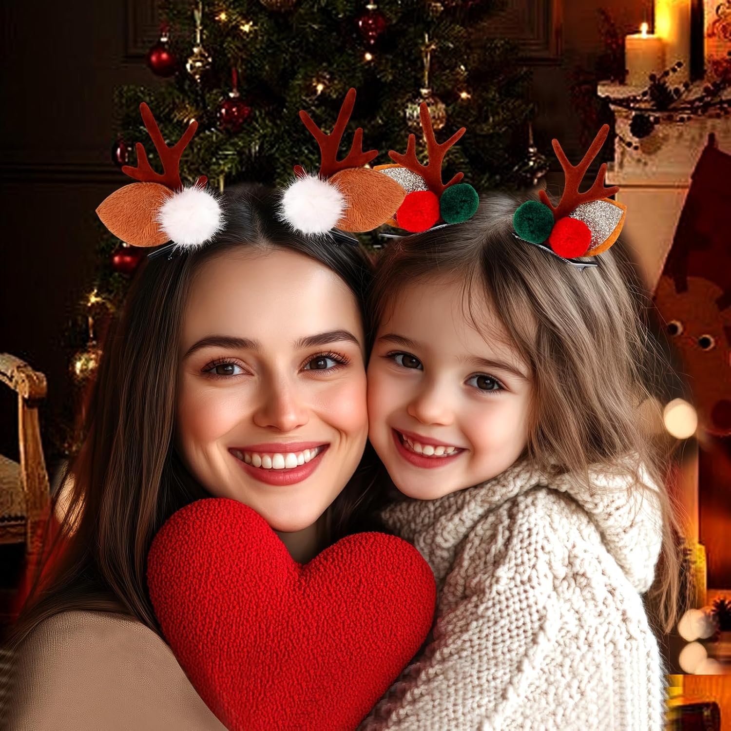 3 Pairs Christmas Hair Clips, Christmas Reindeer Antler Hair Pins, Xmas Elk Antler Barrettes for Women Xmas Costume Party Accessories - Image 6