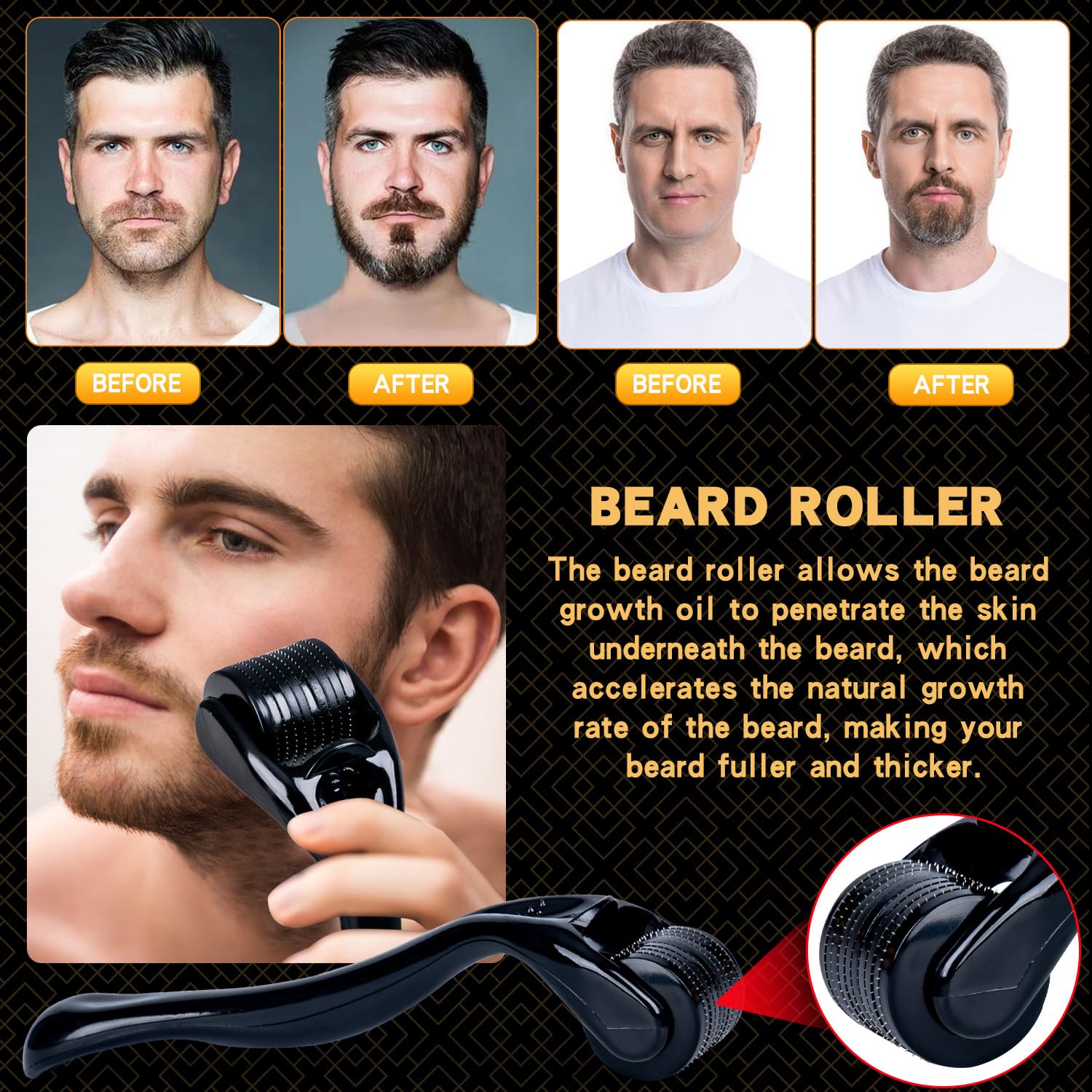 Kit per barba, kit per la cura della barba per uomo, kit per la crescita della barba con rullo per barba, 2 confezioni di olio per la crescita della barba, shampoo per barba, balsamo per barba