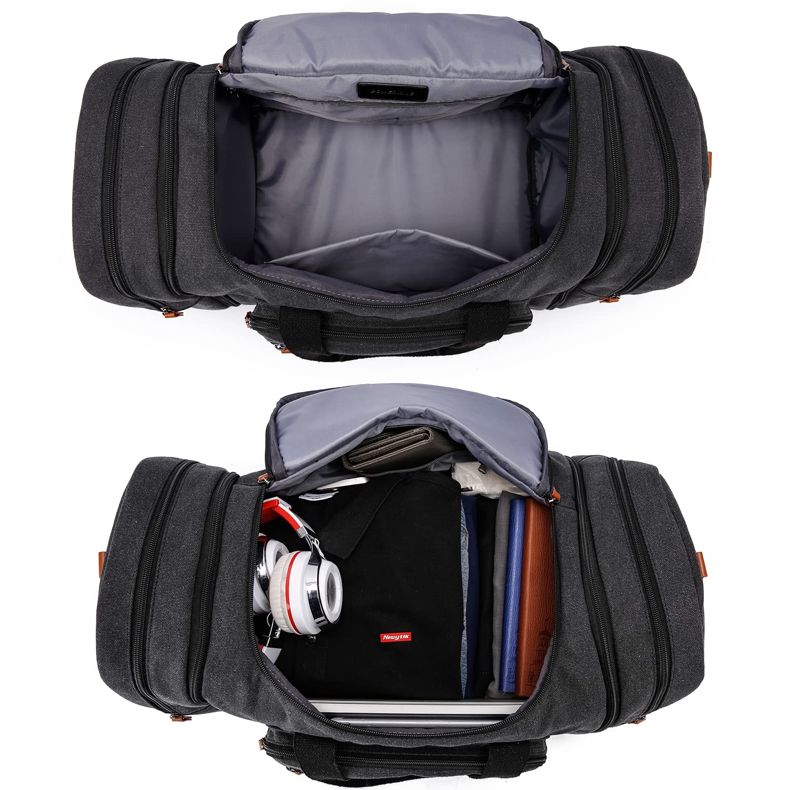 Sportowa torba sportowa na siłownię dla mężczyzn, torba podróżna, torba sportowa, 40 l, z paskiem na ramię, duża pojemność, trwała, lekka torba z przegródką na buty, Czarny, 40L