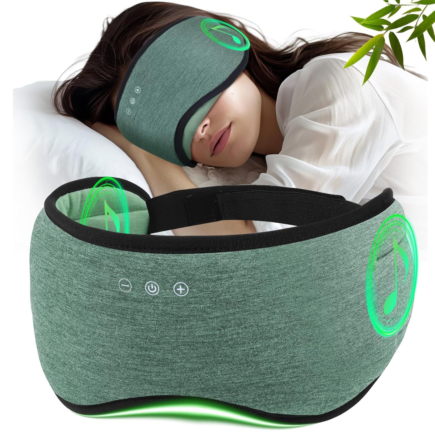 ZHENYEMEI Sleep Headphones with Bluetooth 5 4 Sleep Mask Bamboo Cotton Music Wireless Bluetooth Eye Mask for Sleeping