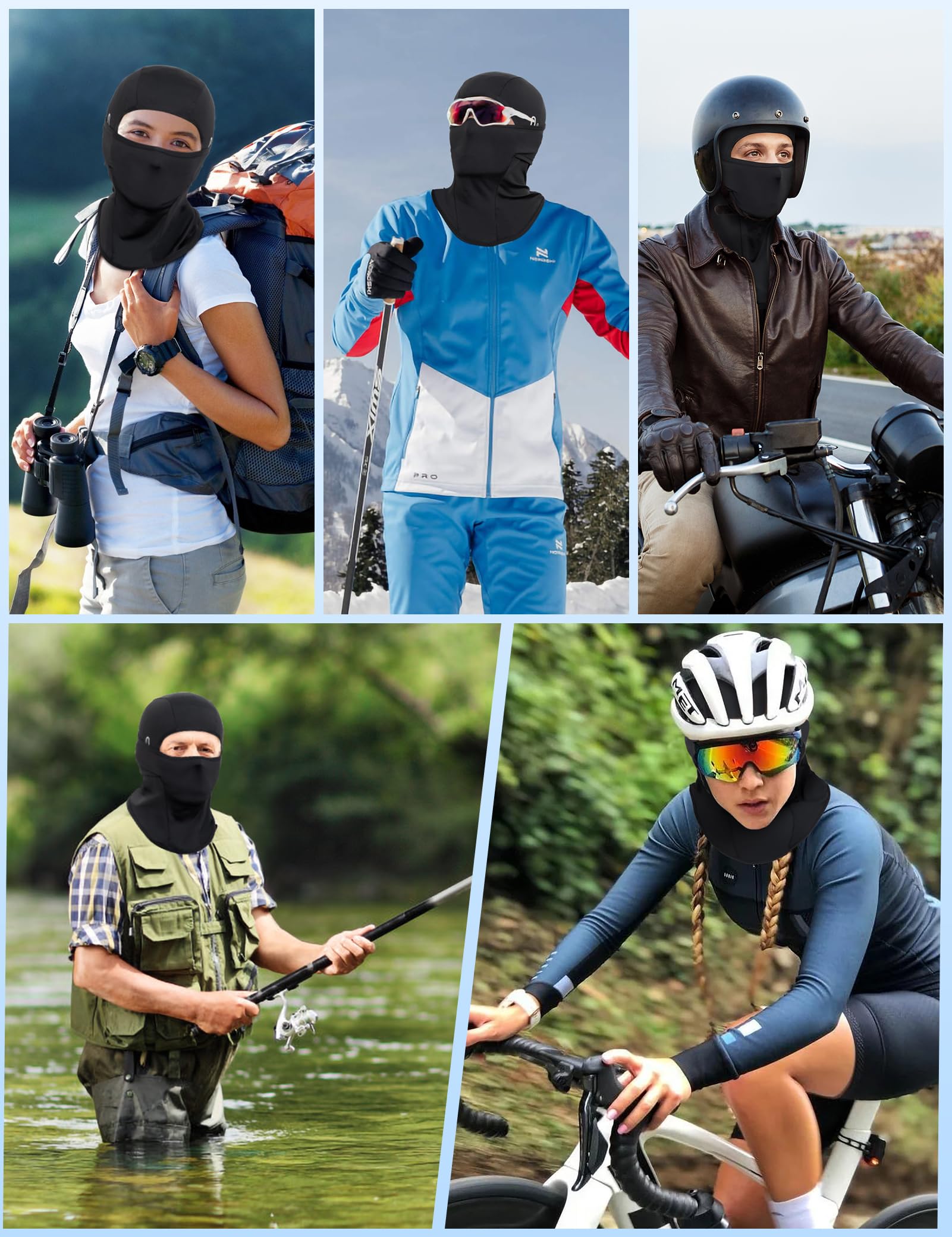 Becellen Passamontagna Moto, Nera Estivo Sottocasco Traspirante Elastico Cappello Passamontagna Ciclismo Unisex Antivento Balaclava per Uomo Donna Sport all'Aria Aperta