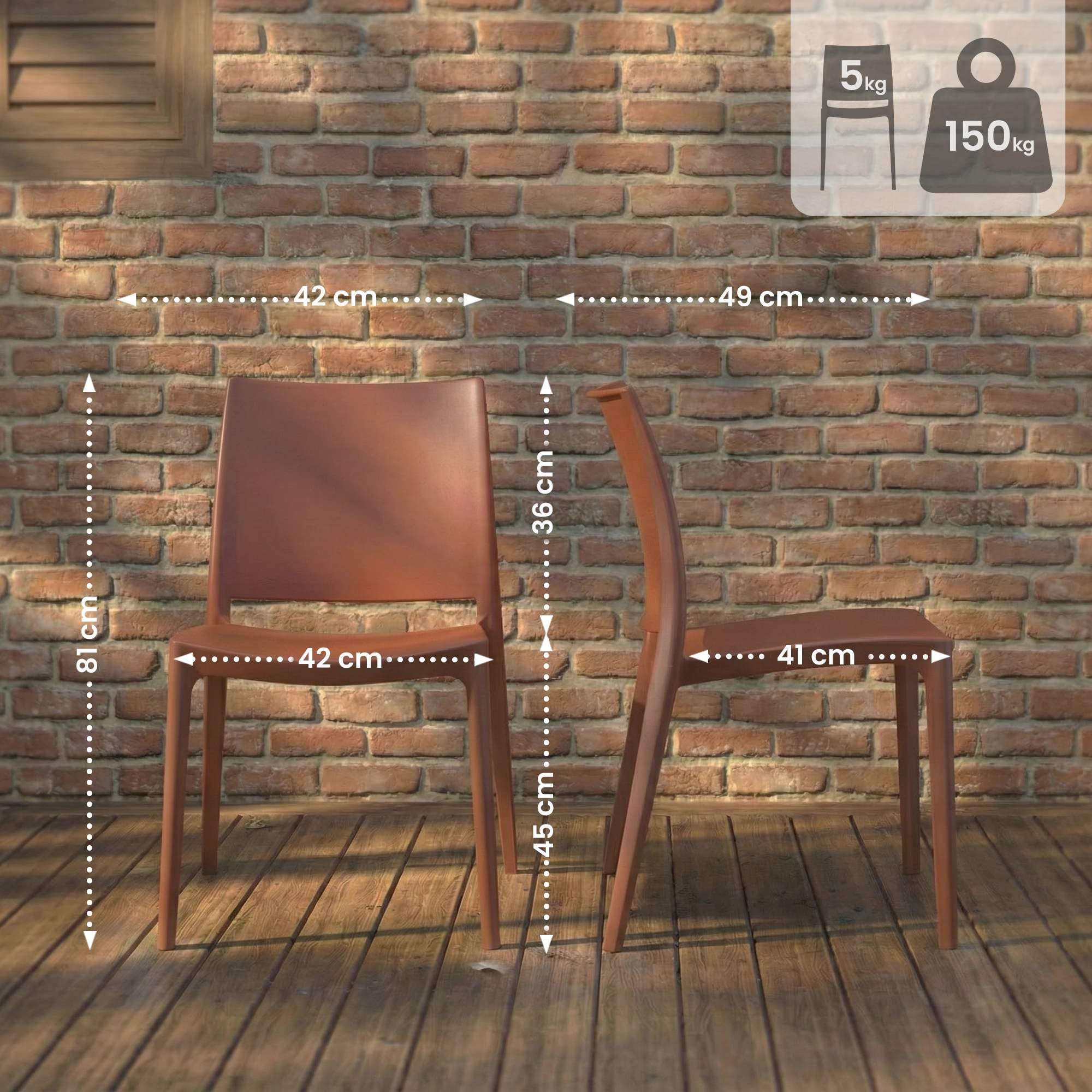 CLP Chaise de Jardin empilable et resistante aux intemperies Meton, Fauteuil avec Dossier, Resistant aux UV, Chaise exterieure en Plastique, Couleur:Terracotta