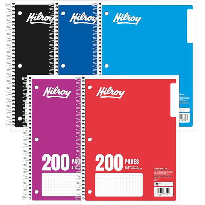 希尔洛伊四方格线圈笔记本 1科目 100张页数 经典多色封面