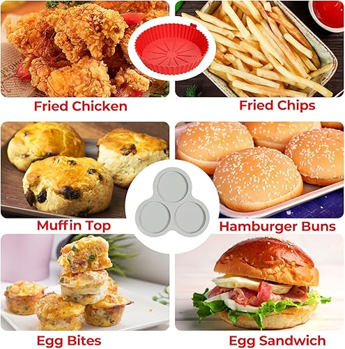 Miniatura 3 de Molde de silicona para magdalenas, molde para freidora de aire para horno de 5 a 8 cuartos de galón, reutilizable, antiadherente (2 paquetes)