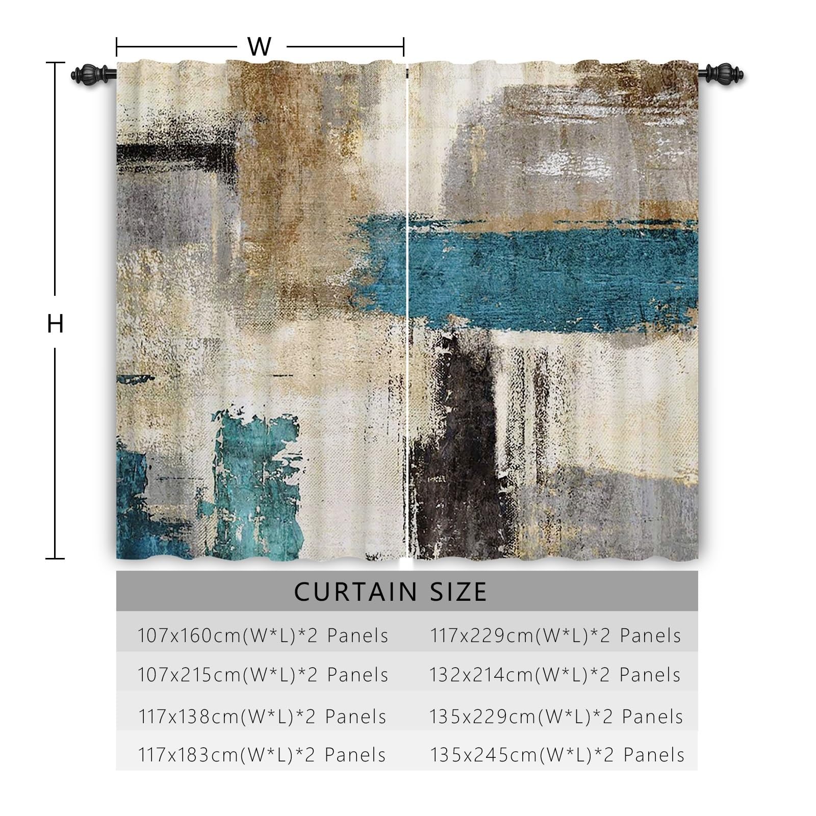 107x160cm Astratto Muro di mattoni Tenda tasca porta-asta Grigio blu Parete screziata Divisori per ambienti Filtro della luce Tende finestre per Camera da letto Soggiorno,2 pannello