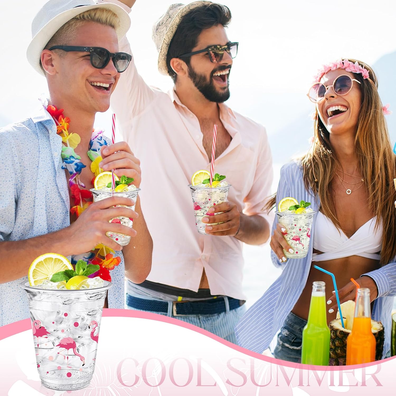 Uiifan 50 Pcs Flamingo Cups Bulk Hawaiian Luau Party Favor 12 oz Disposable Plastic Pink Flamingo Cups Summer Tropical Party Supplies for Let's Flamingle Drinking Beverage Bachelorette Bridal Shower