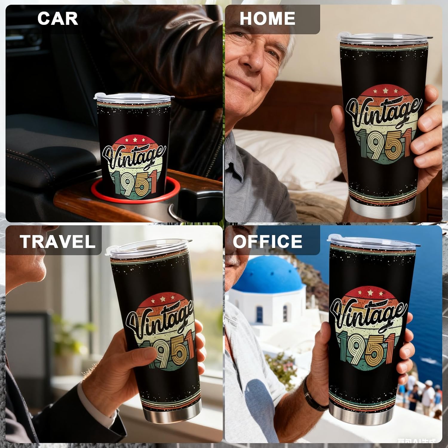 75th Birthday Gifts for Men Women 75 Year Old Gifts Idea for Him Her, 20oz Vintage 1951 Tumbler with Lid Straw, Turning 75th Happy Birthday Presents for Husband Wife Dad Mom Grandpa Grandma - Image 5