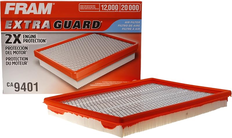 Filtro de aire de motor de repuesto FRAM Extra Guard CA9401 para modelos selectos de Chrysler, Dodge y Ram, proporciona protección de filtro de hasta 12 meses o 12,000 millas