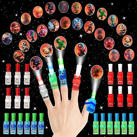 Superhero Finger Lights, 24 PCS Glow in the Dark LED Flashlights Hero Theme Party F...