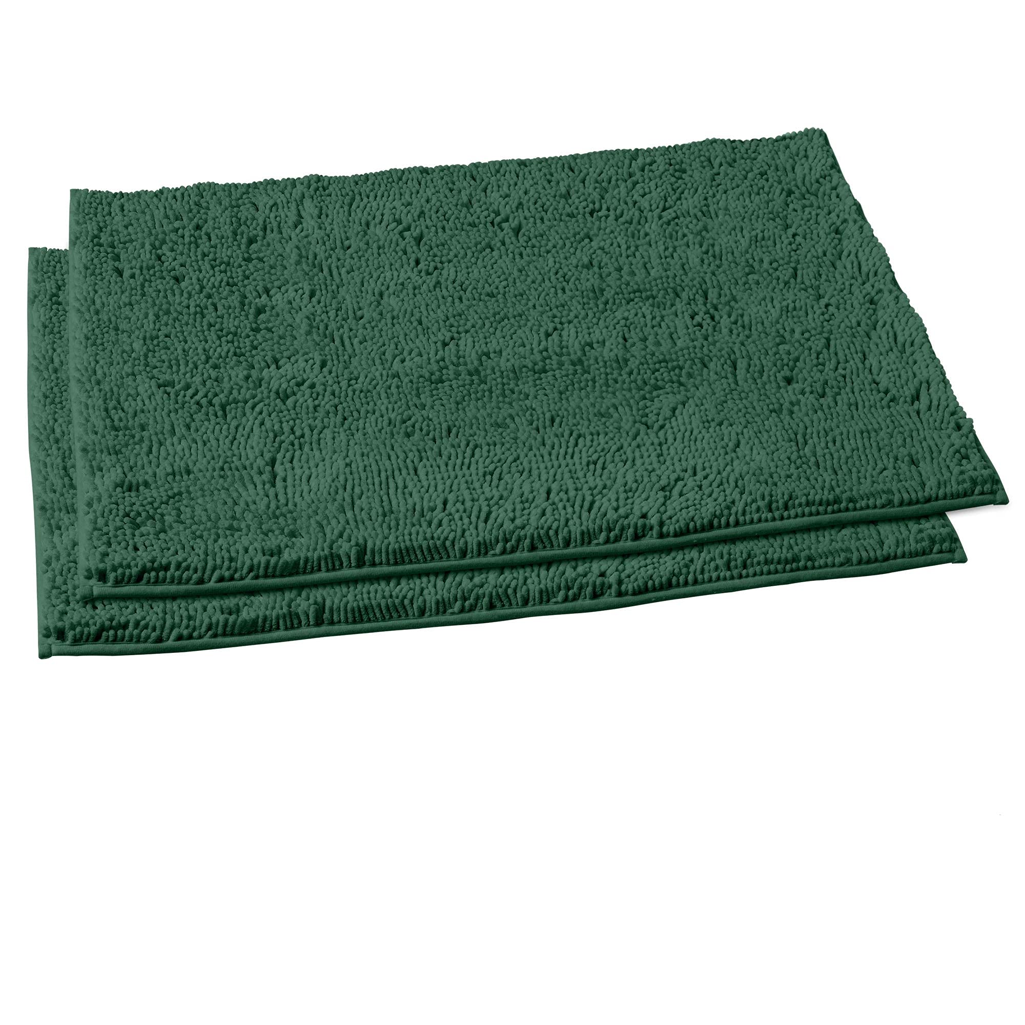 LuxUrux Bathroom Rug Mat Set-Extra-Soft Plush Bath mat Shower Bathroom Rugs Set,1/'' Chenille Microfiber Material, Super Absorbent. (36" x 24" Plus 36" x 24", Hunter Green)
