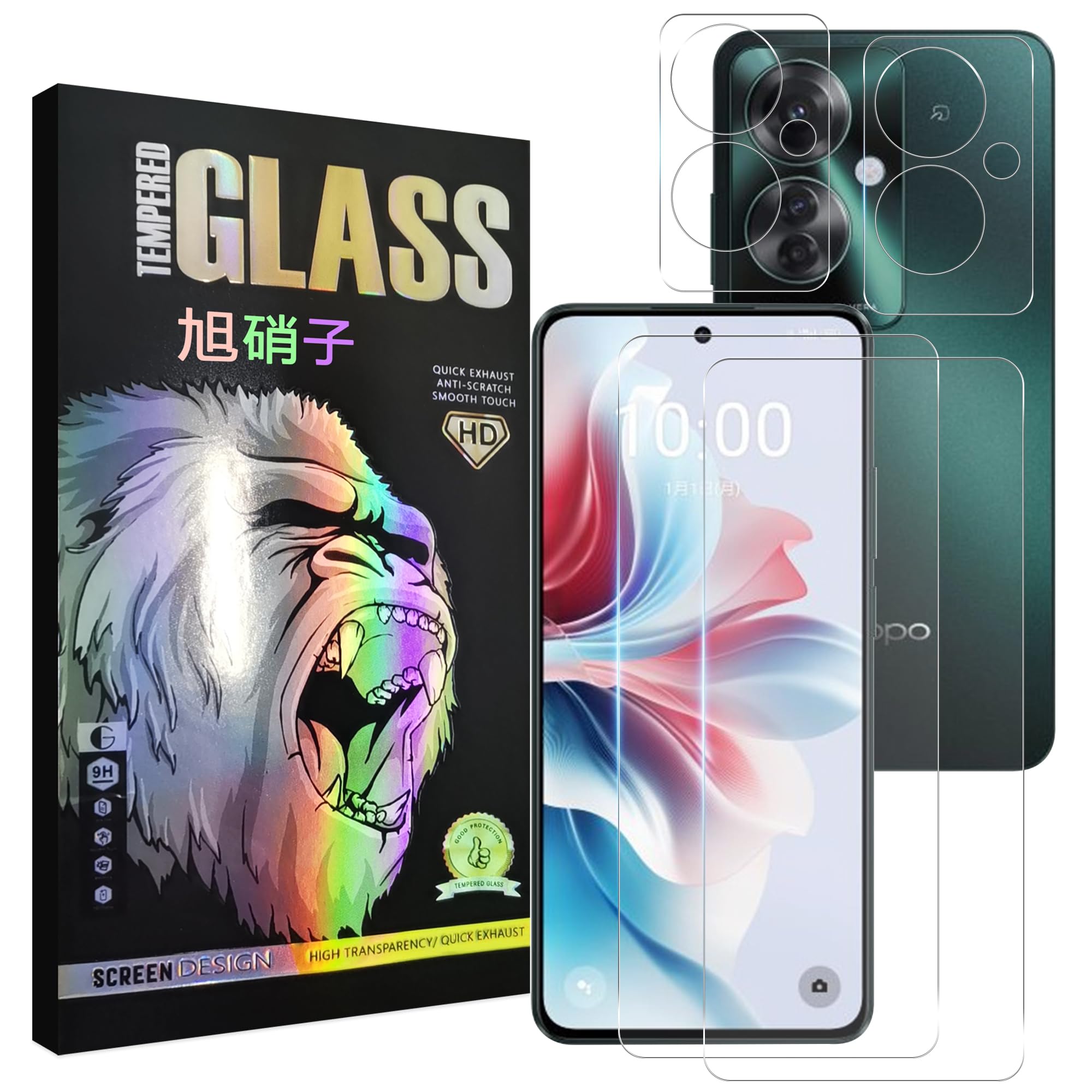 【2+2 枚セット- AGC旭硝子】 OPPO Reno11 A フィルム oppo reno11 a ガラスフイルム 【2枚】+ レンズフィルム 【2枚】 oppo reno 11a 液晶保護フィルム オッポ リノreno11 a 強化ガラス 液晶 ガラス さらさら レンズ保護フィルム ケース 【 日本旭硝子素材採用 硬度9H 耐衝撃 飛散防止 超薄 厚さ0.26mm 気泡ゼロ 3D Touch対応 高感度 撥油性 指紋防止 超耐久 ラウンドエッジ加工 】