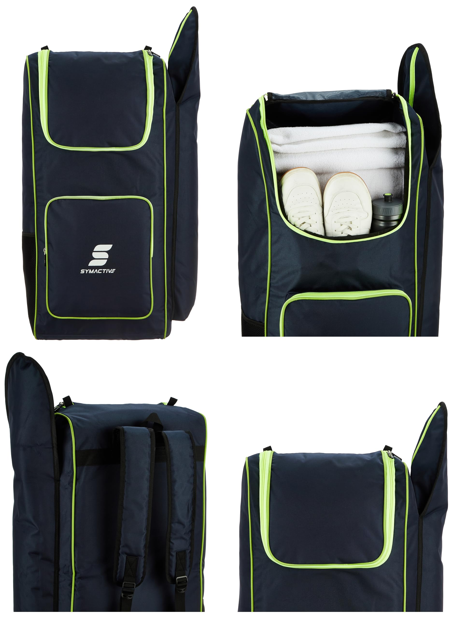 Amazon Brand - Symactive Polyester Cricket Kit Bag | Dedicated Bat Pocket | Durable Construction | Ample Storage Space | Adjustable Shoulder Straps | Blue 3