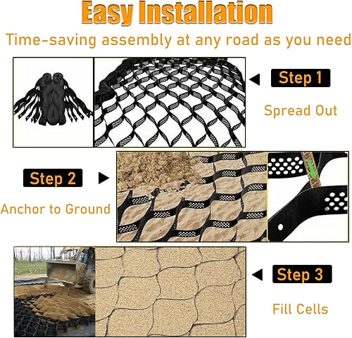 Miniatura 5 de Sistema de adoquines de entrada resistente para caminos - Patio trasero, entradas residenciales, rejillas permeables de panal de abeja, grava de